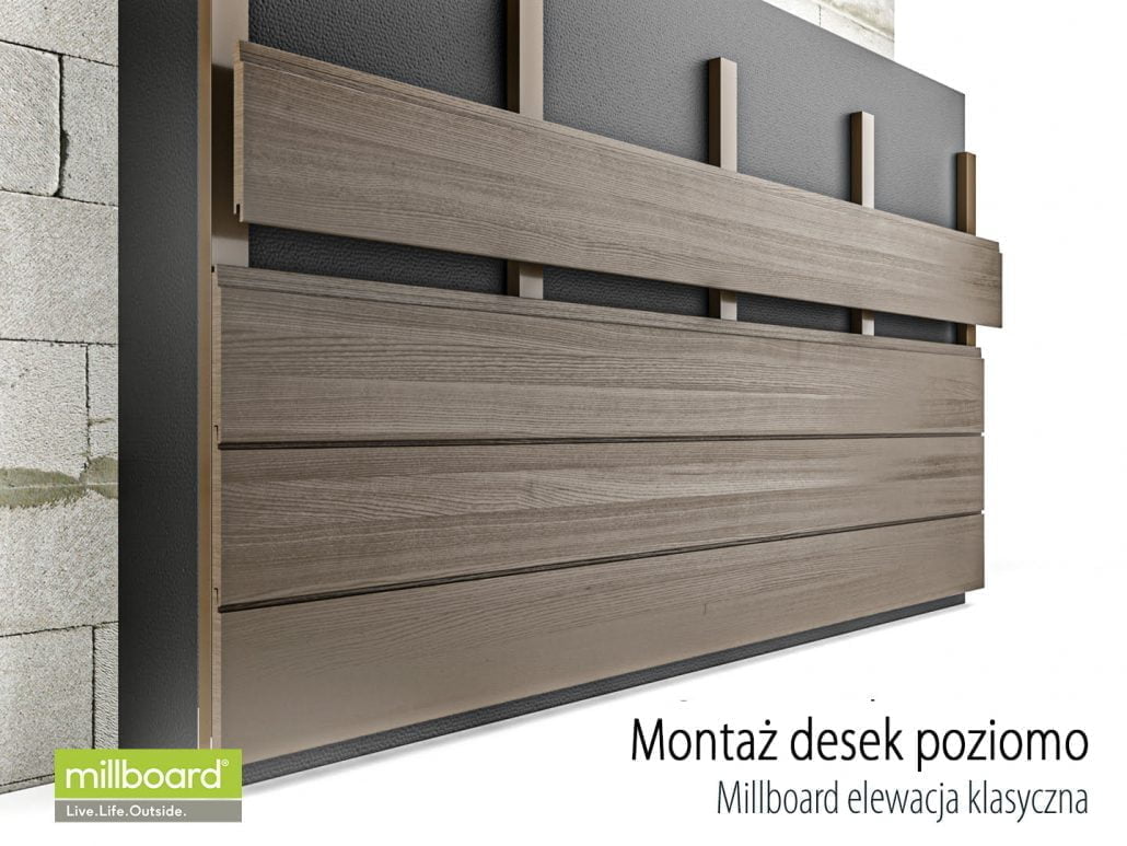 Millboard - Elewacja klasyczna - montaż desek poziomo